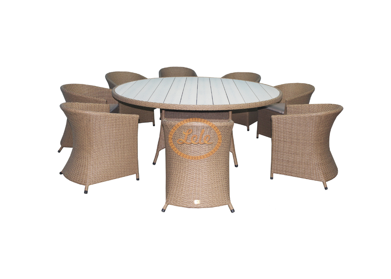 Комплект столовый из искусственного ротанга Монако с террасной доской на восемь персон