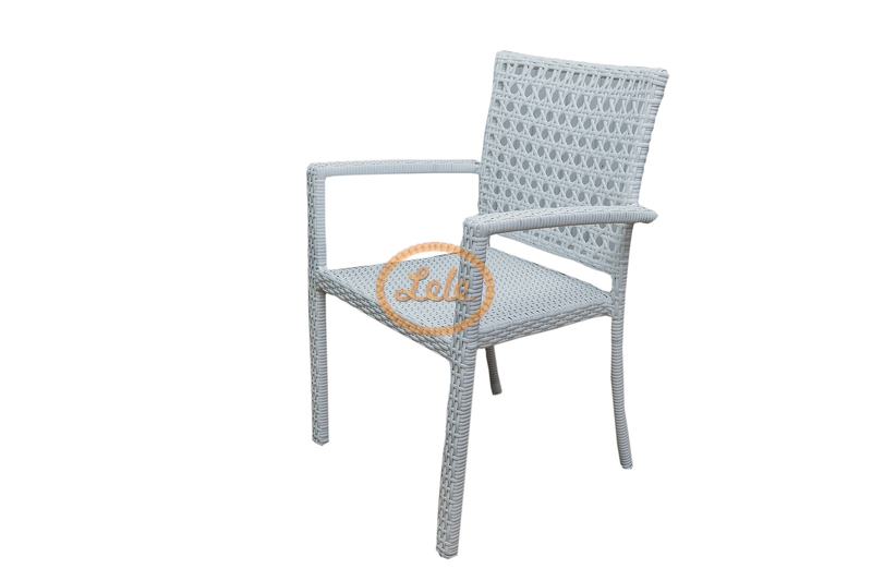 Кресло из искусственного ротанга с подлокотником  ажурное плетение цвет белый