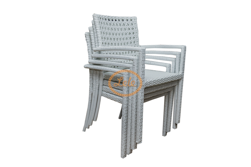 Кресло из искусственного ротанга с подлокотником  ажурное плетение цвет белый